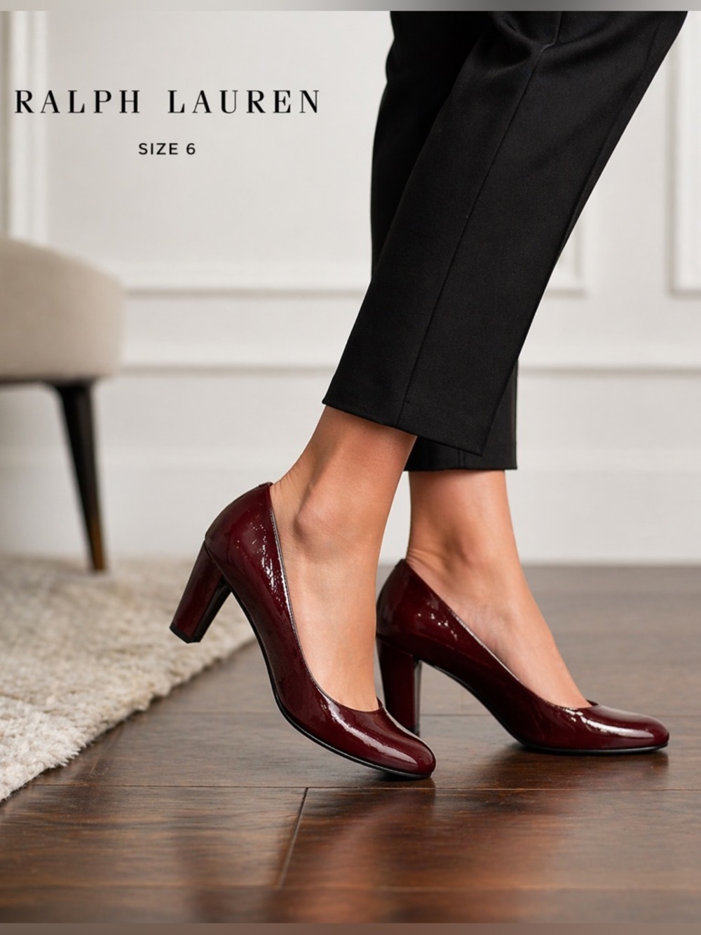 RALPH LAUREN Red High Heeled Pumps with Glossy Finish and Pointed Toe/size 6B